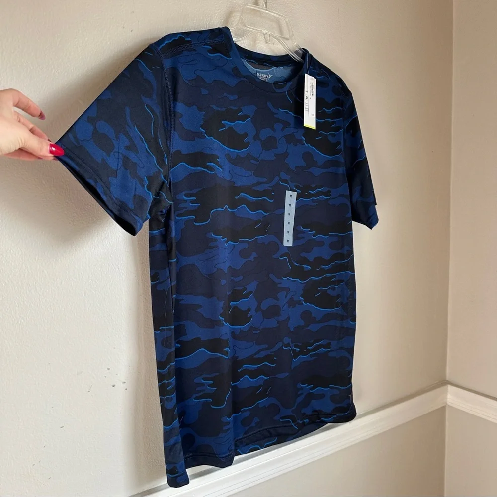 3/$20💥 Old Navy Active Boys Go-Dry T-Shirt Breathable Lightweight Blue Camo NWT